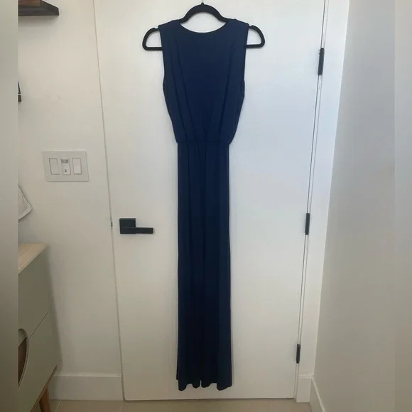chinese dress ladies La Femme - 30095 Ruched Sleeveless Long Gown 8 / Navy